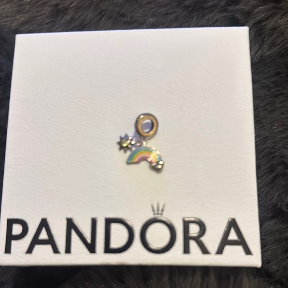 Pandora Gold and Rainbow Charm Bracelet